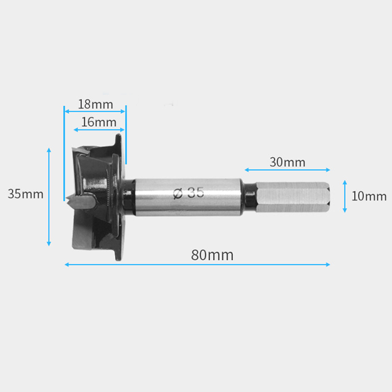 35mm 3 Flutes Carbide Tip Forstner Drill Bit Wood Auger Cutter Woodworking Hole Saw For Power Tools