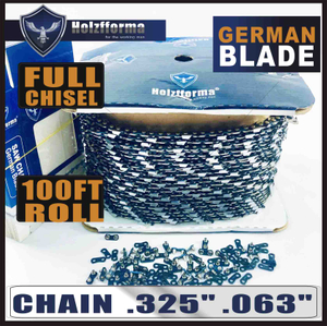 Holzfforma® 100FT Roll .325” .063'' Full Chisel Saw Chain With 40 Sets Matched Connecting links and 25 Boxes