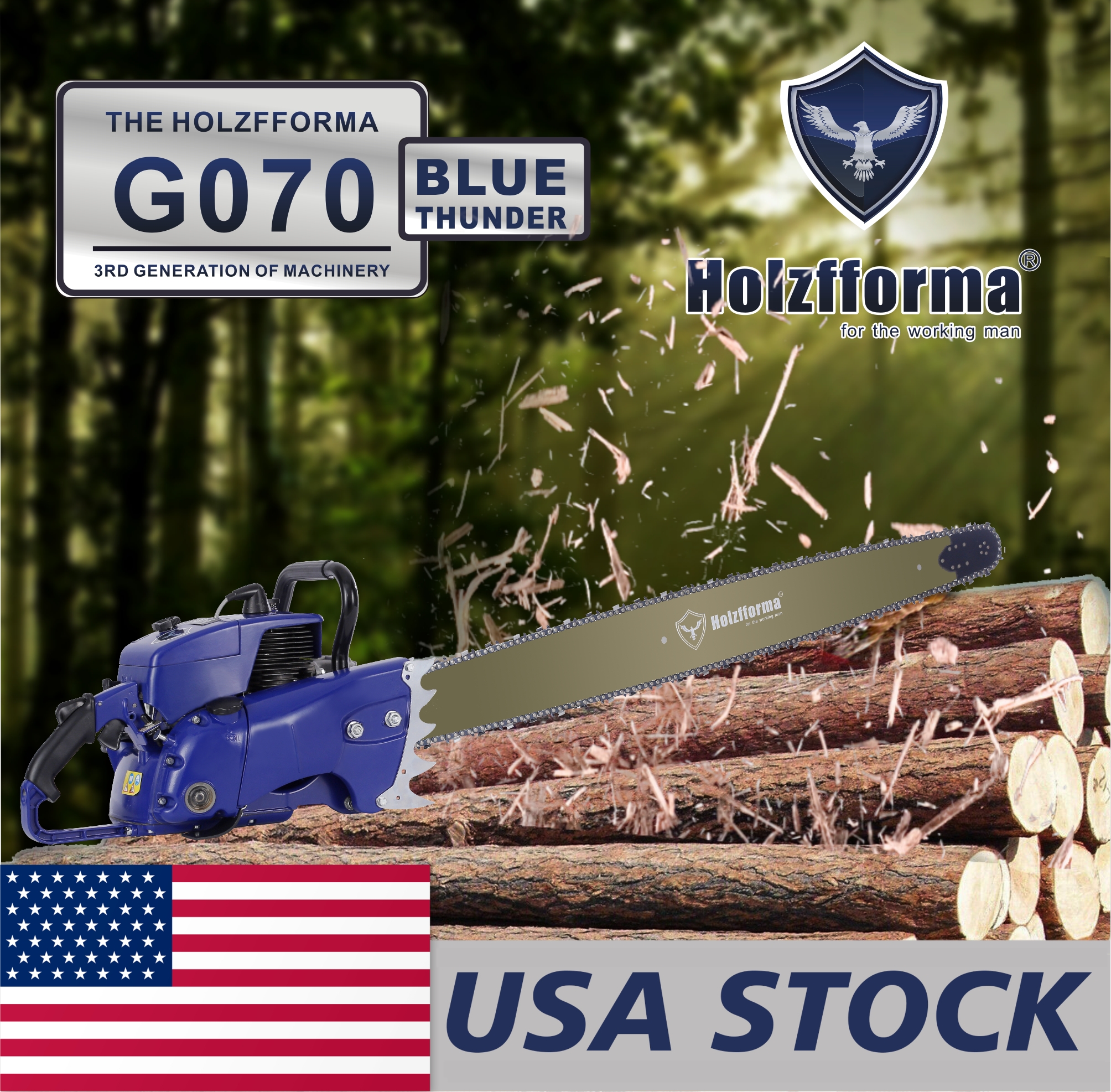 US STOCK - Holzfforma® 105CC Blue Thunder G070 070 090 Gasoline Chain Saw Power Head Without Guide Bar and Saw Chain 2-4 Days Delivery Time Fast Shipping For US Customers Only