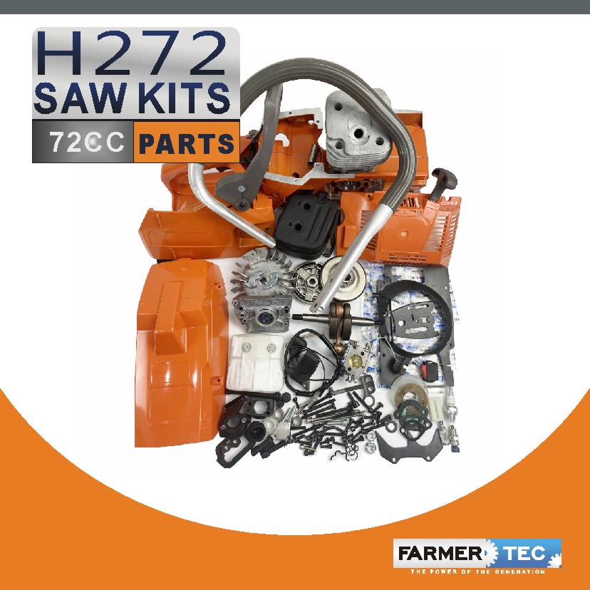 Complete Repair Kit For Holzfforma G272 Husqvarna 61 268 272 XP Engine Crankcase Gas Fuel Tank Ignition Coil Crankshaft Carburetor Cylinder Piston Recoil Starter Muffler