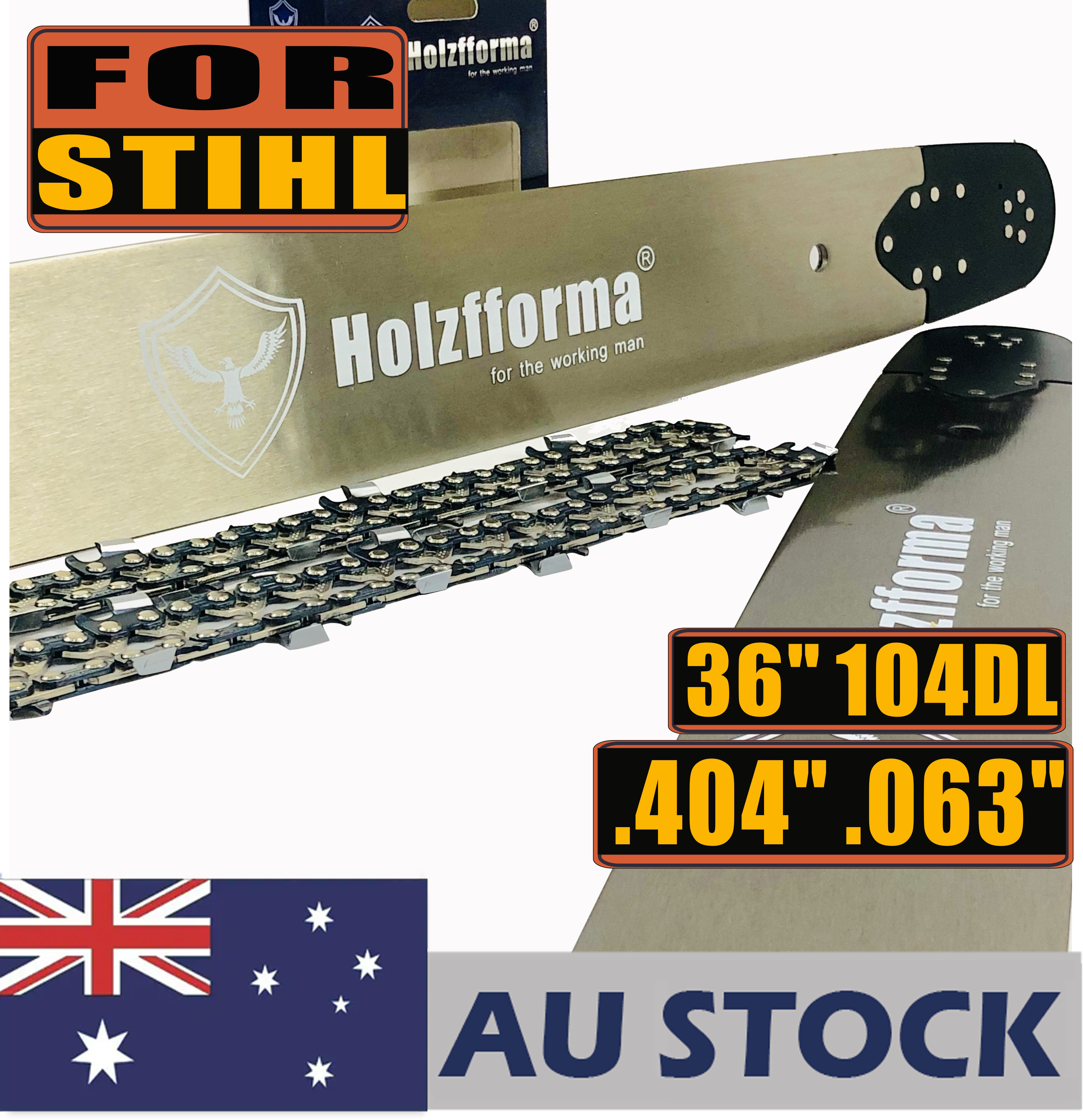 AU STOCK only to AU ADDRESS - Holzfforma® 36 Inch .404 .063 104 Drive Links Guide Bar & Full Chisel Saw Chain Combo For Stihl 088 MS880 070 090 084 076 075 051 050 and Holzfforma G888 Chainsaw 2-4 Days Delivery Time Fast Shipping For AU Customers Only