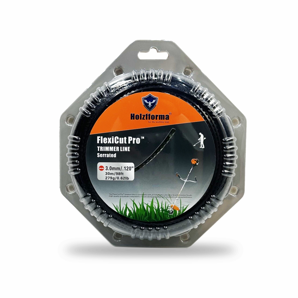 Holzfforma FlexiCut Pro™ .120'' 98FT String Trimmer Cutting Line Serrated Type Durability Sharpness Low Noise and Top Grade Quality