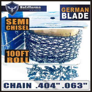 Holzfforma® 100FT Roll .404” .063'' Semi Chisel Saw Chain With 40 Sets Matched Connecting links and 25 Boxes