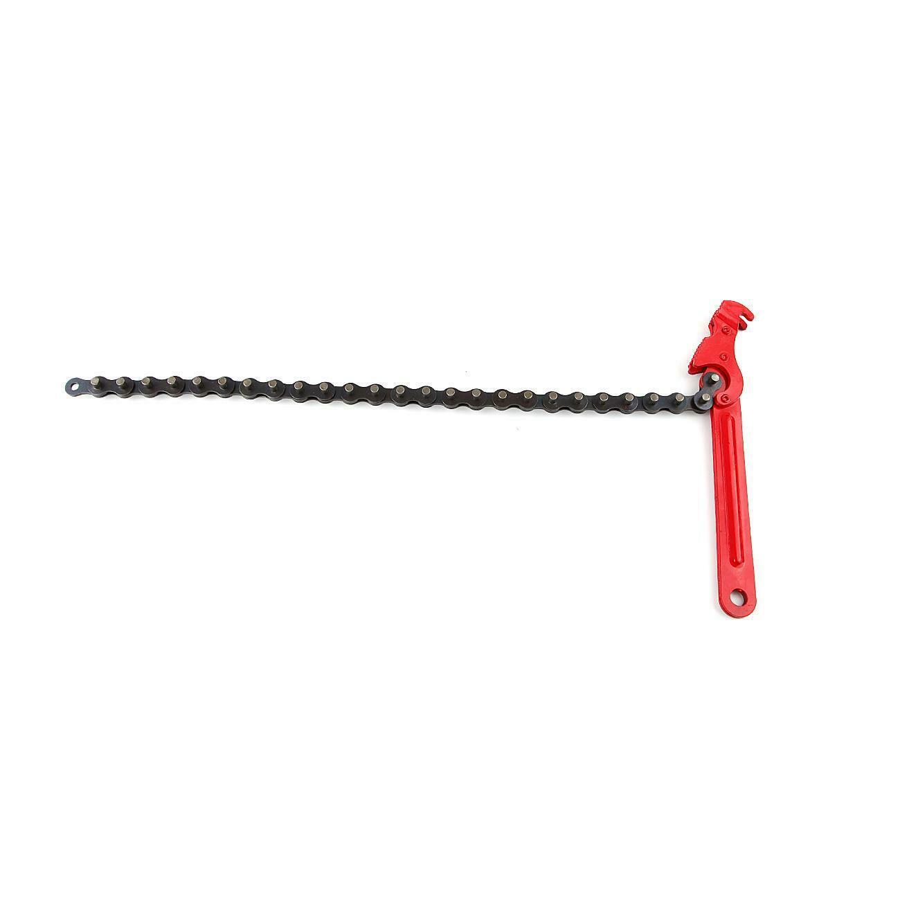 Multi-Purpose Oil Fuel Filter Canister Chain Strap Opener Wrench Remover Tool 16 inch (420mm) Adjustable Chain and 8 inch (215mm) Steel Handle Grip