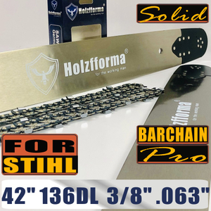 Holzfforma® Pro 42 Inch 3/8 .063 136DL Solid Bar & Full Chisel Chain Combo For Stihl MS440 MS441 MS460 MS461 MS660 MS661 MS650 066 065 064