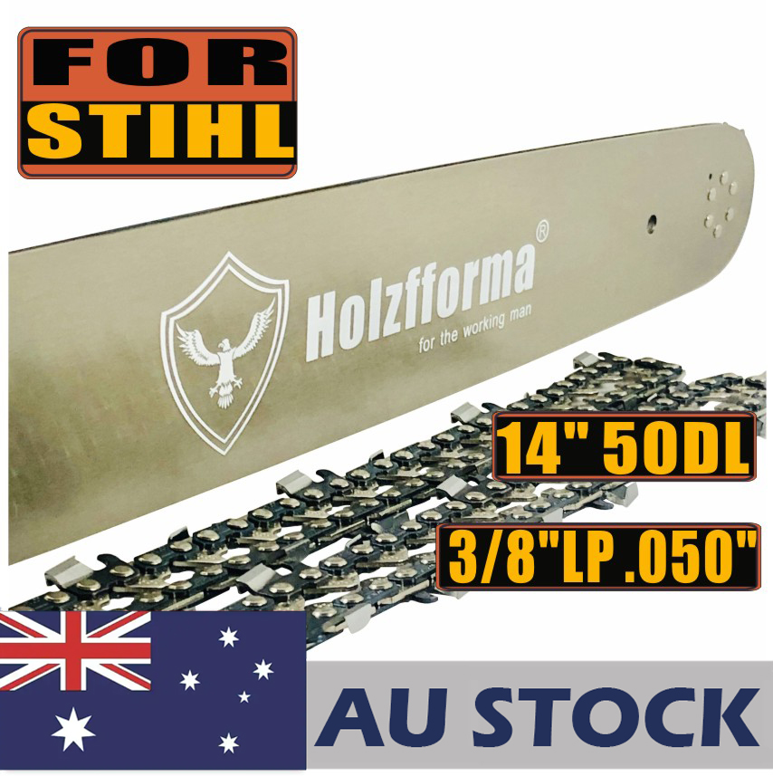 AU STOCK only to AU ADDRESS - Holzfforma® 14 Guide Bar &Saw Chain Combo 3/8LP .050 50DL For Stihl MS170 MS180 MS181 MS190 MS191T MS192T MS200 MS200T MS210 MS211 MS230 MS250 017 018 020 021 023 025 Chainsaw 2-4 Days Delivery Time Fast Shipping For AU Customers Only