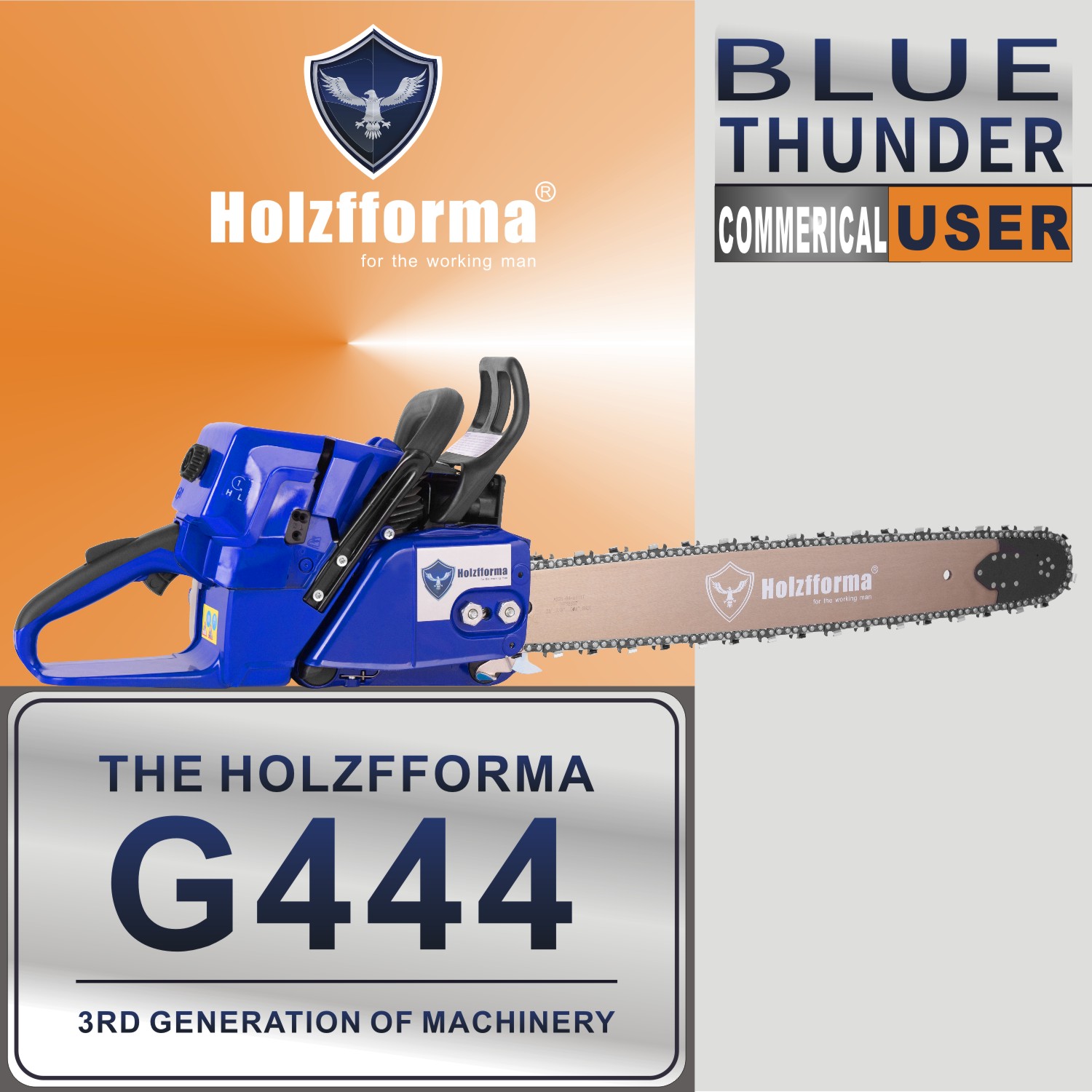 71cc Holzfforma® Blue Thunder G444 Gasoline Chain Saw Power Head Without Guide Bar and Chain Top Quality By Farmertec All parts are For MS440 044 Chainsaw