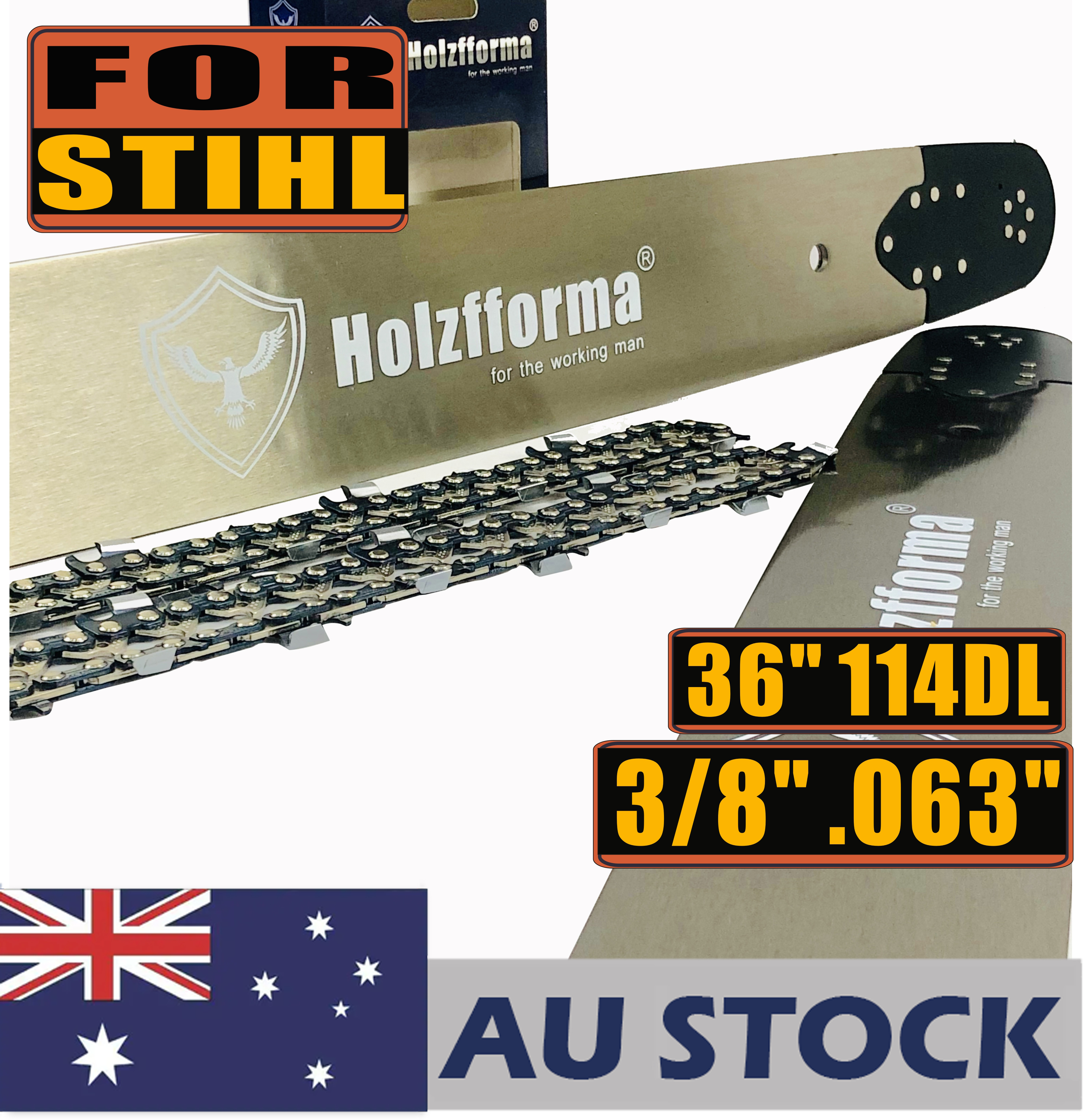 AU STOCK only to AU ADDRESS - Holzfforma® Pro 36 Inch 3/8 .063 114DL Solid Bar & Full Chisel Chain Combo For Stihl MS440 MS441 MS460 MS461 MS660 MS661 MS650 066 065 064 Chainsaw 2-4 Days Delivery Time Fast Shipping For AU Customers Only