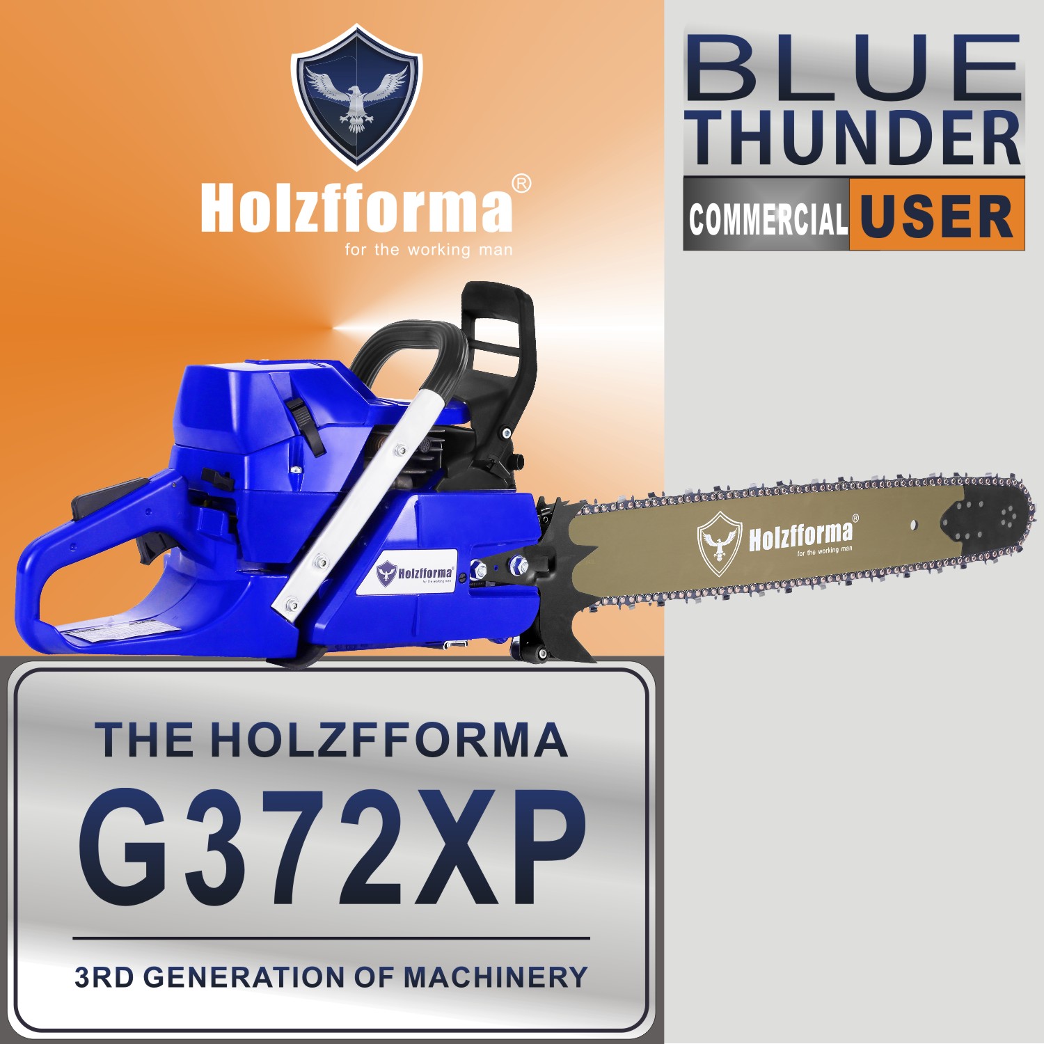 71cc Holzfforma® G372XP Gasoline Chain Saw Power Head 50mm Bore Without Guide Bar and Chain Top Quality By Farmertec All Parts Are For Husqvarna 372XP Chainsaw
